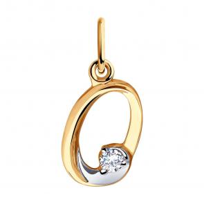 Золотая подвеска-буква О Diamant с фианитом 51-130-00551-1 фото