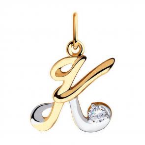 Золотая подвеска-буква  К  Diamant с фианитом 51-130-00561-1 фото