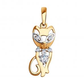 Золотая подвеска Diamant с фианитом 51-130-00613-1 фото