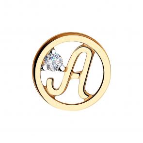 Золотая подвеска-буква А Diamant с фианитом 51-130-00639-1 фото