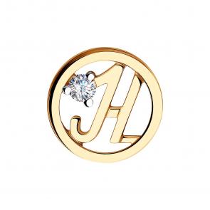 Золотая подвеска-буква Н Diamant с фианитом 51-130-00640-1 фото
