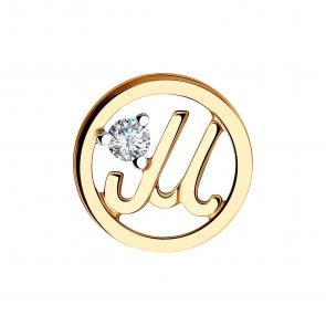 Золотая подвеска-буква М Diamant с фианитом 51-130-00641-1 фото