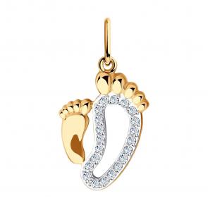 Золотая подвеска Пяточка Diamant с фианитом 51-130-00699-1 фото