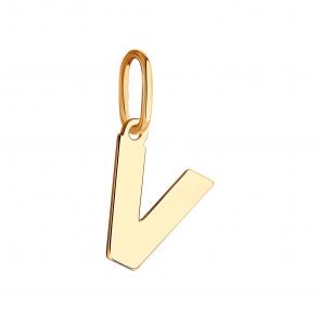 Золотая подвеска-буква V Diamant 51-130-01145-1 фото
