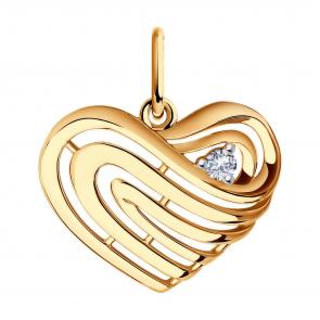 Золотая подвеска Diamant с фианитом 51-130-01480-1 фото