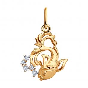 Золотая подвеска Diamant с фианитом 51-130-01638-1 фото