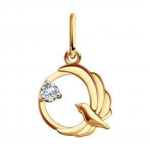 Золотая подвеска Diamant с фианитом 51-130-01676-1 фото