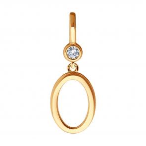 Золотая подвеска-буква О Diamant с фианитом 51-130-01916-1 фото