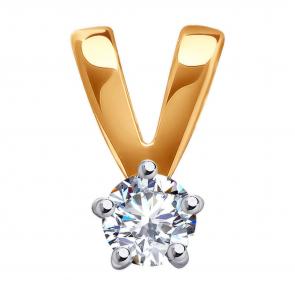 Золотая подвеска Diamant с фианитом 51-130-01973-2 фото