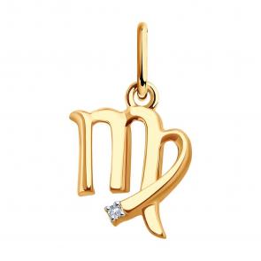 Золотая подвеска Знак зодиака Дева Diamant с фианитом 51-130-02624-1 фото