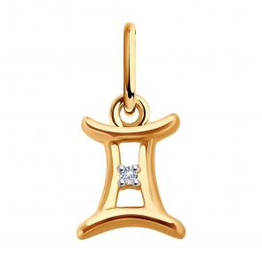 Золотая подвеска Знак зодиака Близнецы Diamant с фианитом 51-130-02627-1 фото