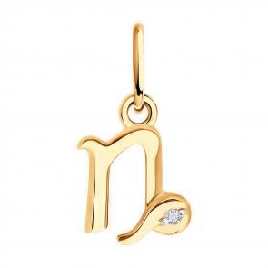 Золотая подвеска Знак зодиака Козерог Diamant с фианитом 51-130-02634-1 фото