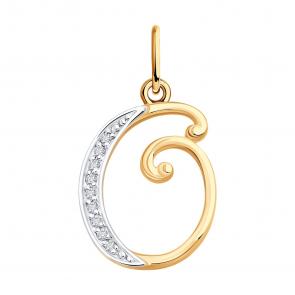 Золотая подвеска-буква О Diamant с фианитом 51-130-02884-1 фото