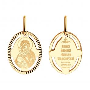 Золотая подвеска Иконка Божией Матери Владимирская Diamant 51-132-02426-1 фото