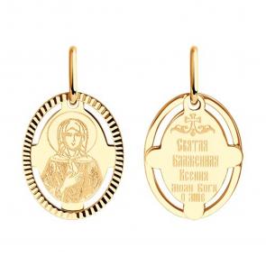 Золотая подвеска-иконка Святая блаженная Ксения Diamant 51-132-02426-6 фото