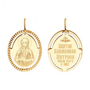 Золотая подвеска-иконка Святая блаженная Матрона Московская SOKOLOV 51-132-02427-4 фото