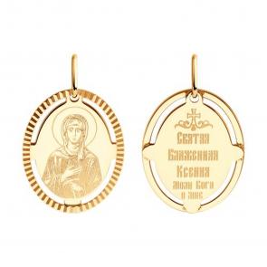 Золотая подвеска-иконка Святая блаженная Ксения Diamant 51-132-02427-6 фото