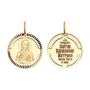 Золотая подвеска-иконка Святая блаженная Матрона Diamant 51-132-02428-4 фото