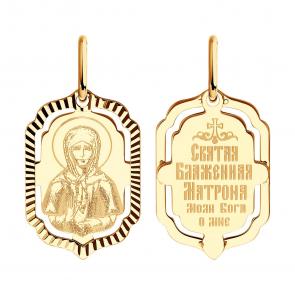 Золотая подвеска Иконка Святая блаженная Матрона Diamant 51-132-02429-4 фото