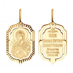 Золотая подвеска-иконка Божией Матери Семистрельная Diamant 51-132-02429-7 фото