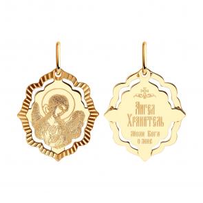 Золотая подвеска-иконка Ангел хранитель Diamant 51-132-02443-3 фото