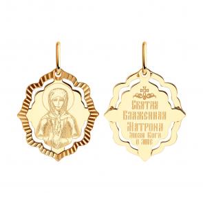 Золотая подвеска-иконка Святая блаженная Матрона Diamant 51-132-02443-4 фото