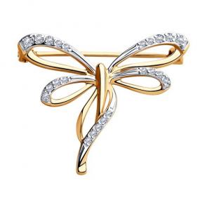 Золотая брошь Diamant с фианитом 51-140-00312-1 фото