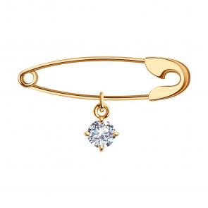 Золотая булавка Diamant с фианитом 51-140-02706-1 фото