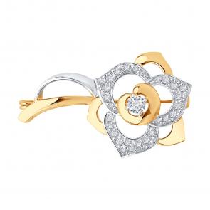 Золотая брошь Diamant с фианитом 51-140-02827-1 фото