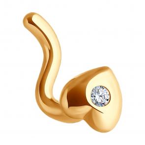 Золотой пирсинг в нос Diamant с фианитом 51-160-02246-1 фото