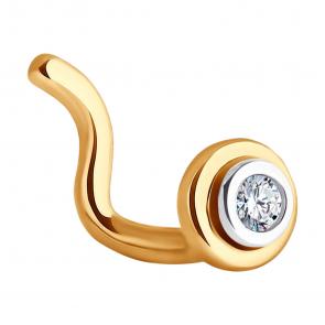 Золотой пирсинг в нос Diamant с фианитом 51-160-02285-1 фото