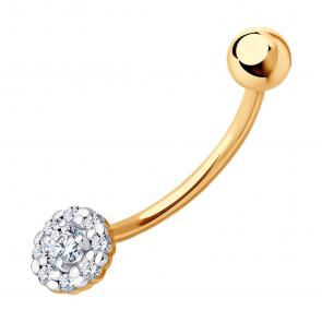Золотой пирсинг в пупок Diamant с фианитом 51-160-02345-1 фото