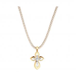 Текстильный шнурок-колье с декоративным элементом из золота Diamant 51-170-01271-1 фото