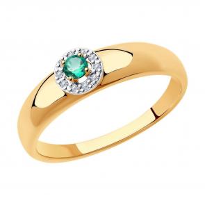 Золотое кольцо Diamant с бриллиантом и изумрудом 51-210-00826-2 фото