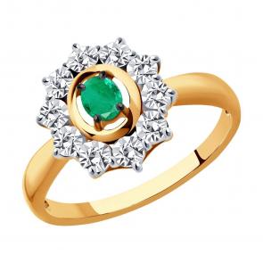 Золотое кольцо Diamant с изумрудом 51-210-00998-2 фото