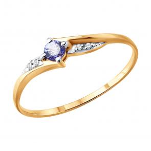 Золотое кольцо SOKOLOV с бриллиантом и танзанитом 51-210-01272-1 фото