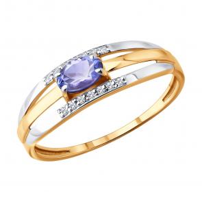 Золотое кольцо SOKOLOV с бриллиантом и танзанитом 51-210-01279-1 фото