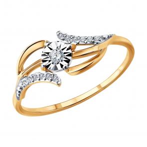 Кольцо из комбинированного золота Diamant с бриллиантом 51-210-01284-1 фото