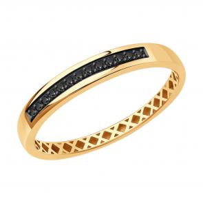 Золотое кольцо Diamant с чёрным бриллиантом 51-210-01356-1 фото