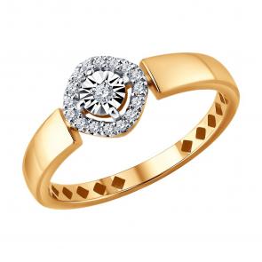 Кольцо из комбинированного золота Diamant с бриллиантом 51-210-01388-1 фото