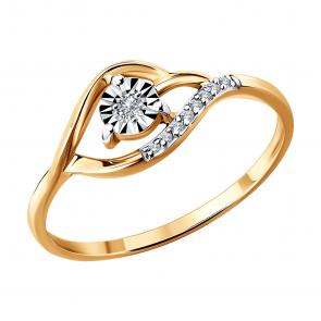 Кольцо из комбинированного золота Diamant с бриллиантом 51-210-01416-1 фото
