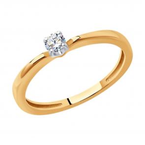 Золотое кольцо Diamant с бриллиантом 51-210-01674-1 фото