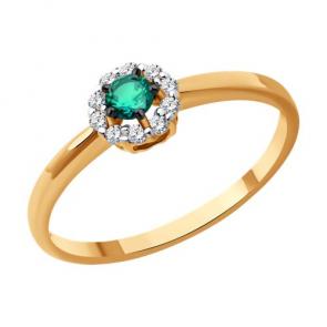 Золотое кольцо Diamant с бриллиантом и изумрудом 51-210-01768-2 фото