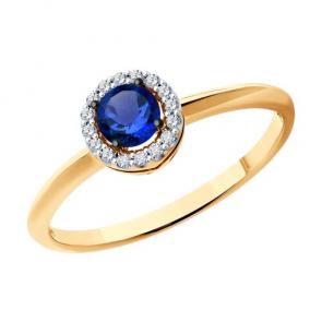 Золотое кольцо Diamant с бриллиантом и сапфиром 51-210-01772-1 фото
