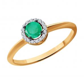 Золотое кольцо Diamant с бриллиантом и изумрудом 51-210-01772-2 фото