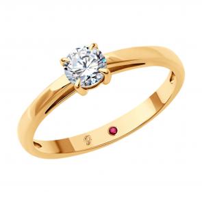 Золотое кольцо Diamant с рубином и бриллиантом выращенным 51-210-02319-1 фото