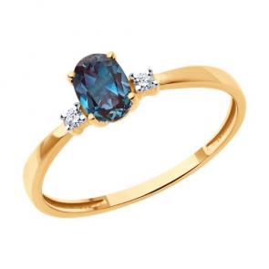 Золотое кольцо Diamant с бриллиантом и александритом 51-210-02339-1 фото