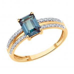Золотое кольцо Diamant с бриллиантом и александритом 51-210-02342-1 фото