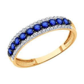 Золотое кольцо Diamant с бриллиантом и сапфиром 51-210-02358-1 фото