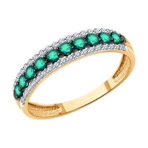 Золотое кольцо Diamant с бриллиантом и изумрудом 51-210-02358-2 фото